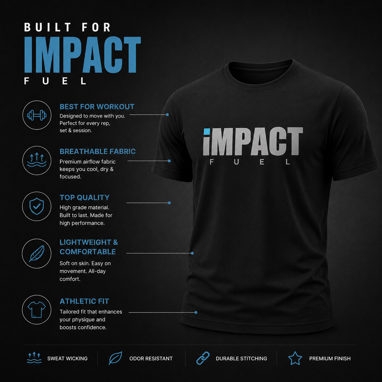 Impact Fuel Performance T-Shirt | Premium Workout Tee